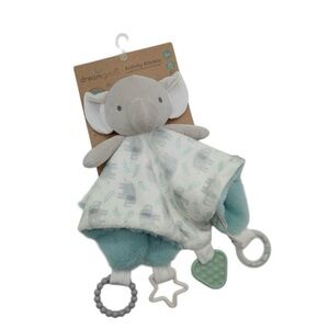 Dream Gro Elephant Lovey Mint Green White Security Blanket Activity Teether NuNu